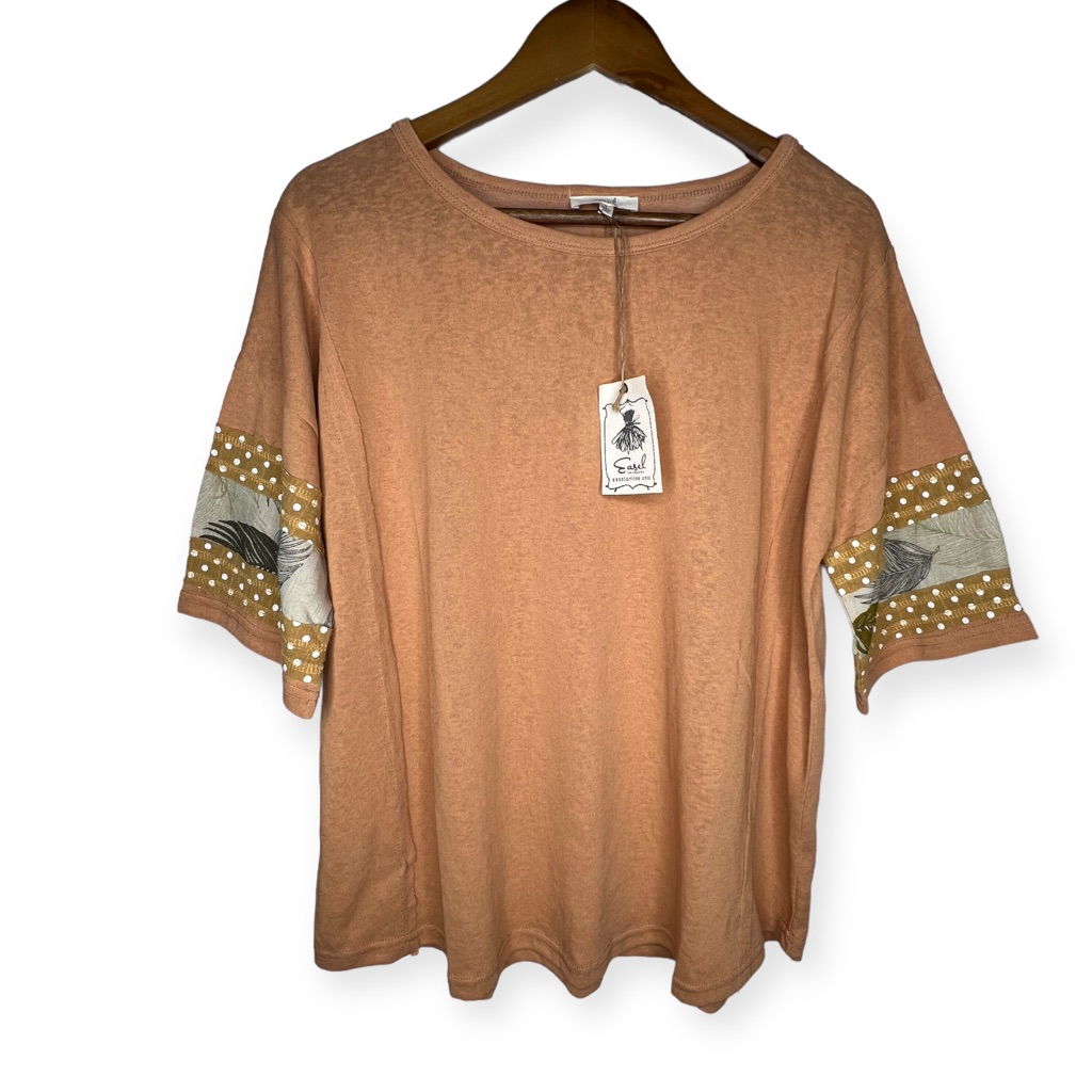 Nwt Easel Fall Boho Short Sleeve Oversized Knit Shirt Top Bohemian Small Medium